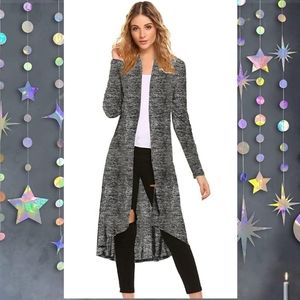 NWT CP S All-Season Black Gray Heathered Long Sweater Duster Jacket w/POCKETS
